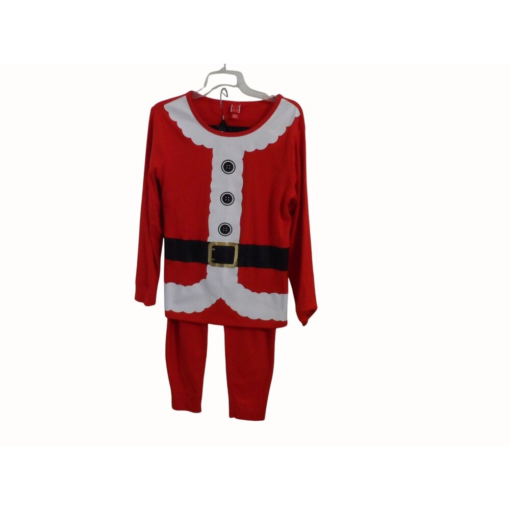 Santa Claus Set w/ Button & Belt Print Red Christmas Lounge Wear Women Size XXL